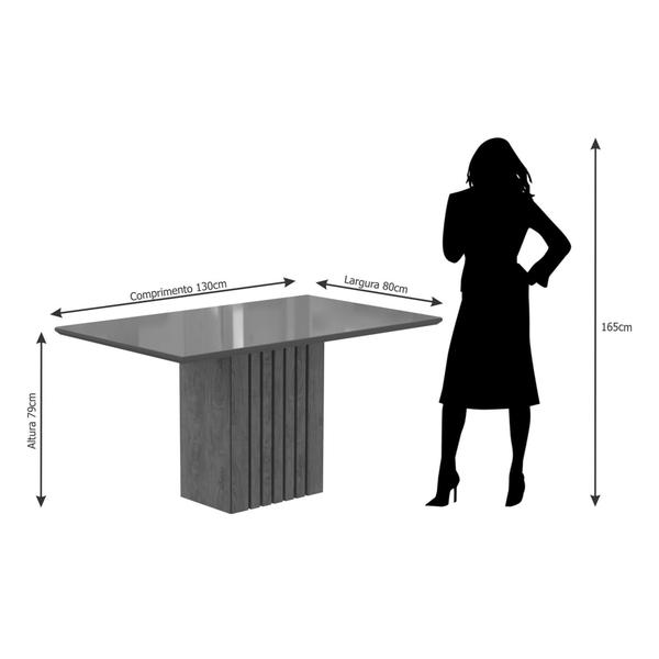 Imagem de Mesa para Sala De Jantar Ana 130 x 80 cm e 4 Cadeiras Nicole Cimol Nature/Offwhite/Joli