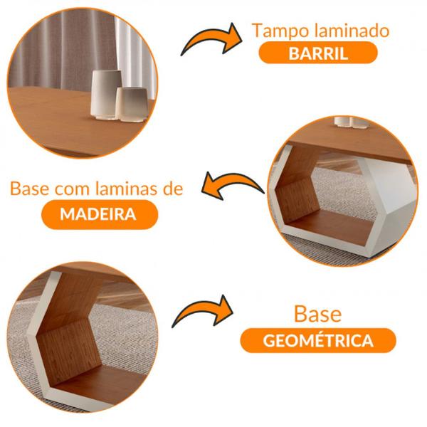 Imagem de Mesa para Sala de Jantar Ane 220cm Madeira Tampo Barril Laminado Moderna Mobília