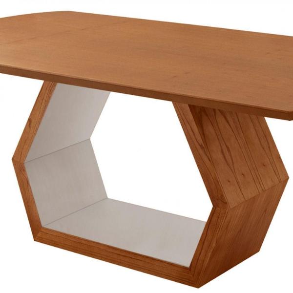 Imagem de Mesa Para Sala De Jantar Ane Moderna Mobilia Cinamomo Com Off White/cinamomo Imbuia