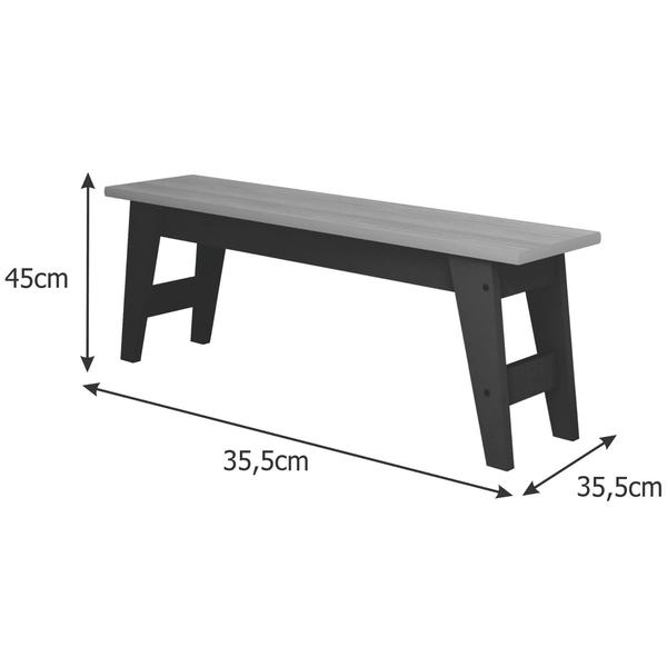 Imagem de Mesa para Sala de Jantar Aurora 130 x 78 cm e 2 Bancos Aurora 100% MDF Cimol Chumbo/Nature