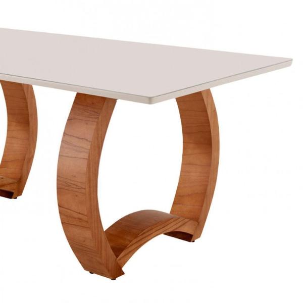 Imagem de Mesa Para Sala De Jantar Bali 180cm Moderna Mobília Cinamomo Imbuia-off White