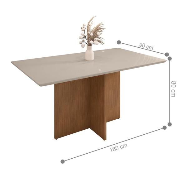 Imagem de Mesa para Sala de Jantar Brittany 1.6 Off White Cedro Tampo em Vidro