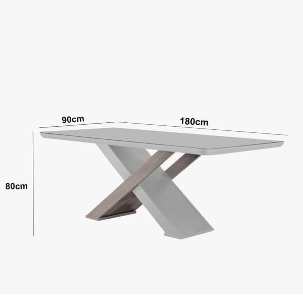 Imagem de Mesa para Sala de Jantar Carol 180cm MDF Canto Copo com Vidro e 6 Cadeiras Carol