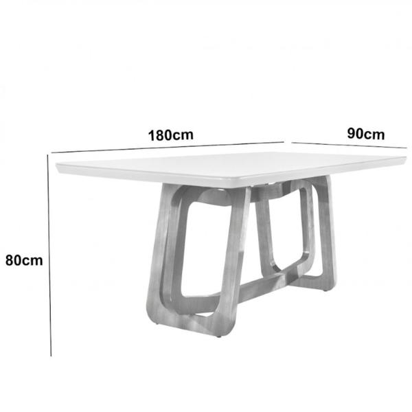 Imagem de Mesa para Sala de Jantar Charlote 180cm Madeira com Vidro Moderna Mobília