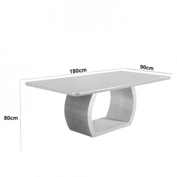 Imagem de Mesa Para Sala De Jantar Ellis 180cm Moderna Mobília Cinamomo Com Off White-off White