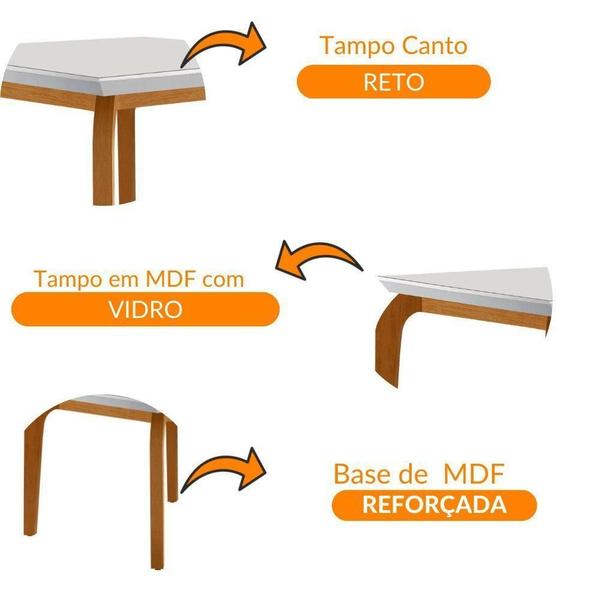 Imagem de Mesa Para Sala De Jantar Liz 180cm Em Mdf E Vidro Canto Reto