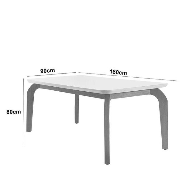 Imagem de Mesa Para Sala De Jantar Liz 180cm Em Mdf E Vidro Canto Reto