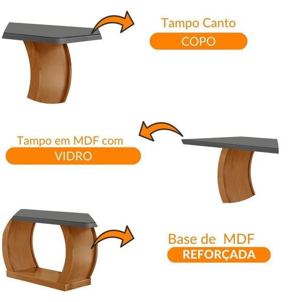 Imagem de Mesa Para Sala De Jantar Milena 180cm Em Mdf Com Canto Copo