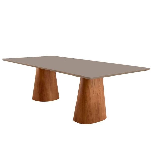 Imagem de Mesa Para Sala De Jantar Noronha 220cm Madeira Com Vidro Mod Cinamomo Imbuia-champanhe