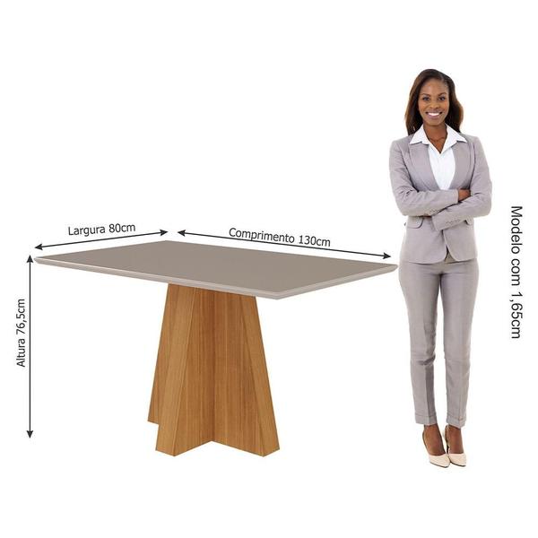 Imagem de Mesa para Sala de Jantar Patricia 130 cm com 4 Cadeiras Tais Cimol Nature/Off White/Joli