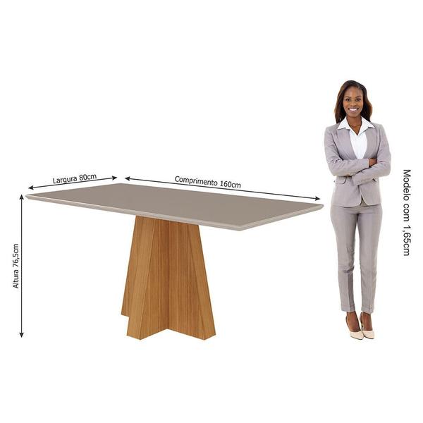 Imagem de Mesa para Sala de Jantar Patricia 160 cm e 6 Cadeiras Maia Cimol Nature/Off White/Gengibre