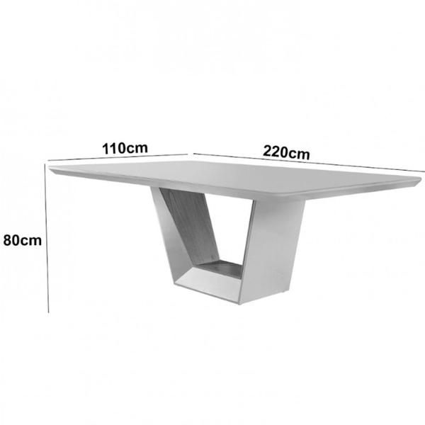 Imagem de Mesa para Sala de Jantar Rubi 220cm Madeira Tampo Barril Laminado Moderna Mobilia