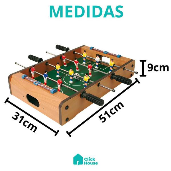 Imagem de Mesa Pebolim Mini Infantil Jogo Futebol Bolas Incluídas 51cm