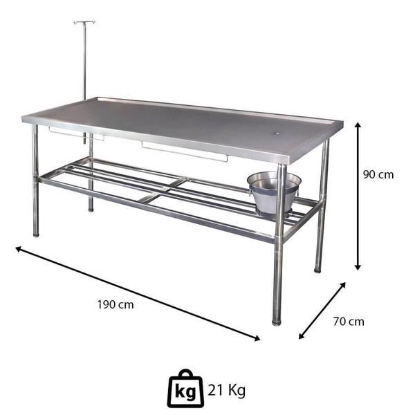 Imagem de Mesa Pet Imeca 190x70cm Com Grade Pingadeira E Dreno Inox 430 Desmontável 7235