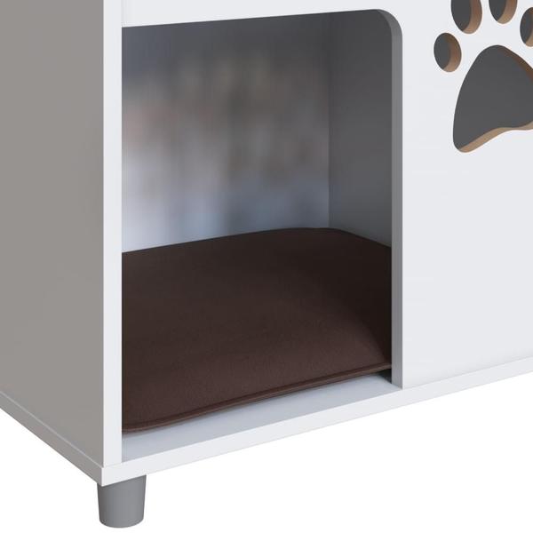 Imagem de Mesa Pet Lateral para Cachorro com Almofada - Branco