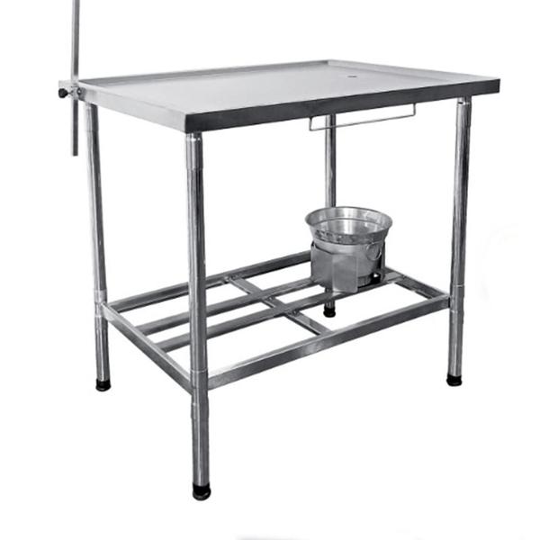 Imagem de Mesa Pet Total Inox Desmontável Mod. 7194 - Com Dreno e Grade Pingadeira 1,50 x 070 Aço Inox 430 Suporta até 70 kg - Imeca