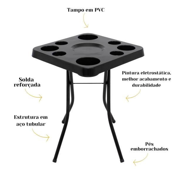 Imagem de Mesa Petisqueira Tampa Plástica Desmontável Itagold