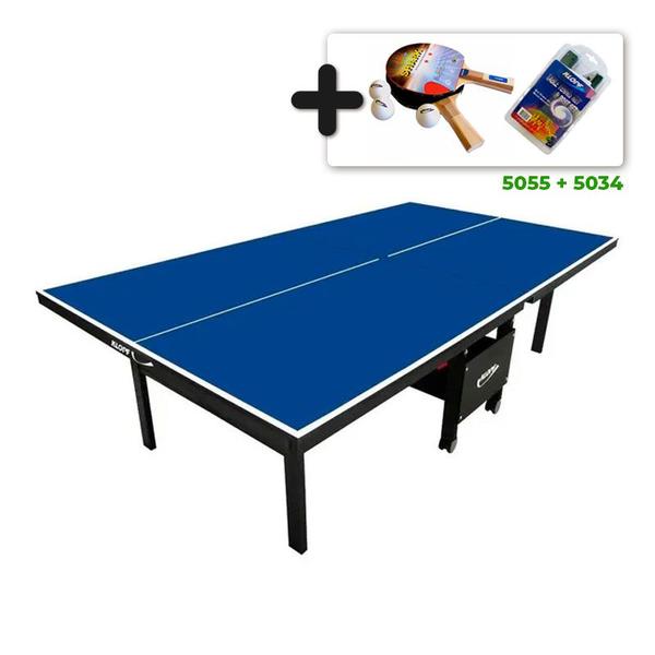 Imagem de MESA PING PONG Com Rodinhas MDF 18mm - Modelo 1084 KLOPF + Rede com suporte Alicate 5034 + Kit Raquetes e Bolinhas 5055