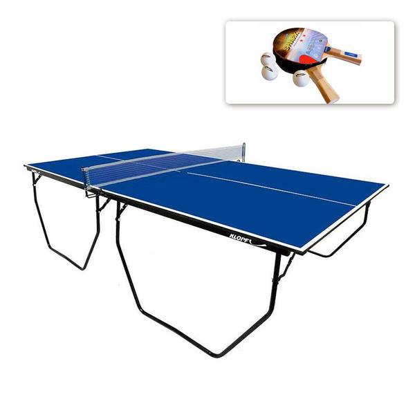 Imagem de MESA PING PONG MDF 15mm C/ Sup. Rede e Rodas 1009 KLOPF + KIT 2 Raquetes e 3 Bolinhas - 5055