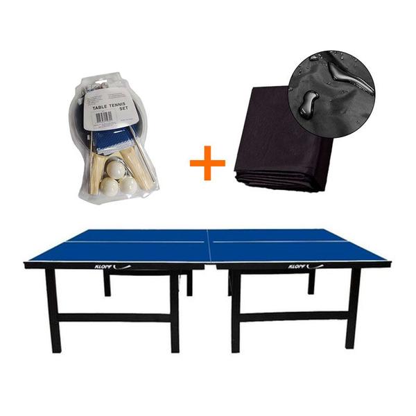 Imagem de MESA PING PONG MDF 18MM - KLOPF 1019 + KIT TÊNIS DE MESA - 5030 + Capa Impermeável