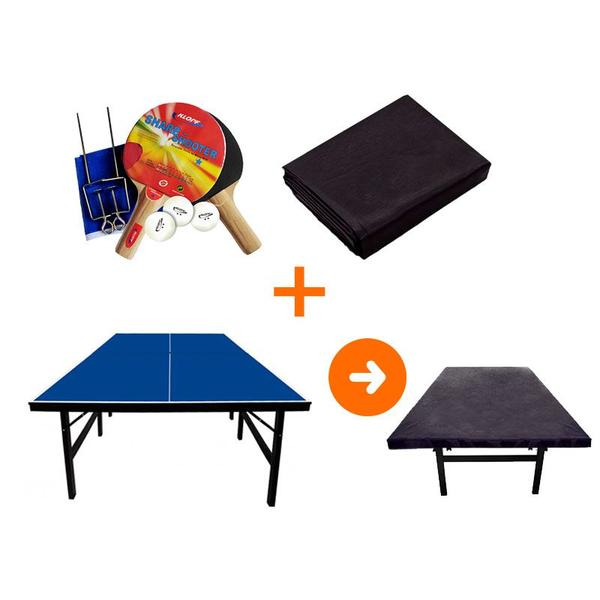 Imagem de MESA PING PONG MDF 18MM - KLOPF 1019 + KIT TÊNIS DE MESA - 5030 + Capa Impermeável