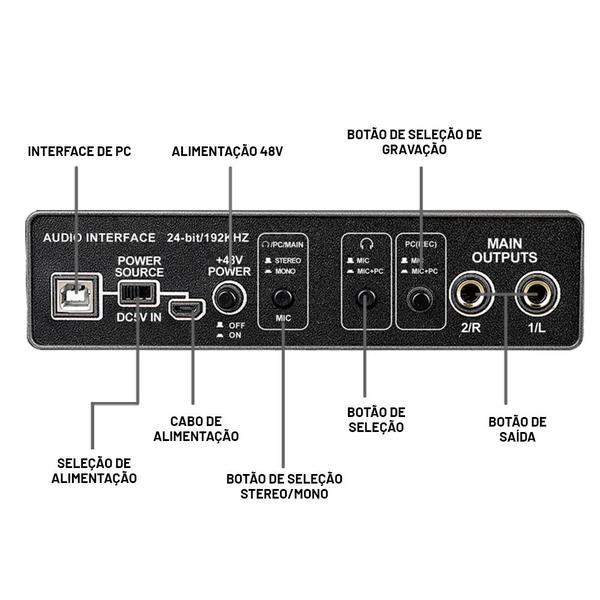 Imagem de Mesa Placa De Som Interface De Áudio Q-22 Gravação Profissional Vedo