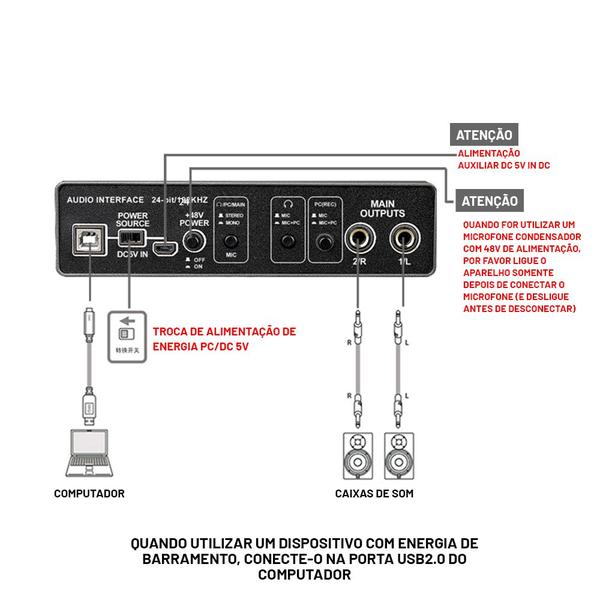 Imagem de Mesa Placa De Som Interface De Áudio Q-22 Gravação Profissional Vedo