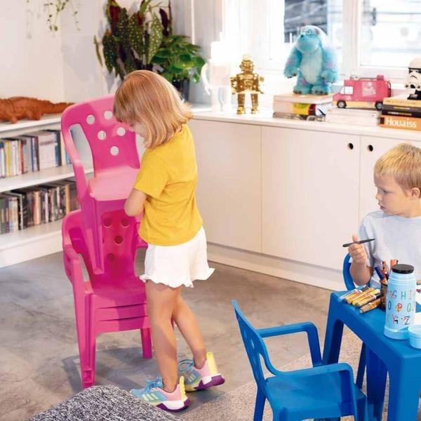 Imagem de Mesa Plástica Didática Infantil + 4 Cadeira Kids Rosa Mor