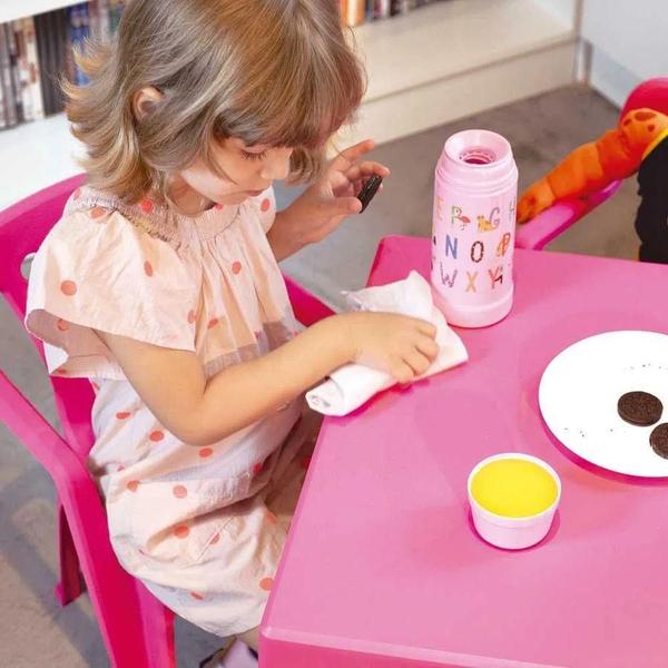 Imagem de Mesa Plástica Didática Infantil + 4 Cadeira Kids Rosa Mor