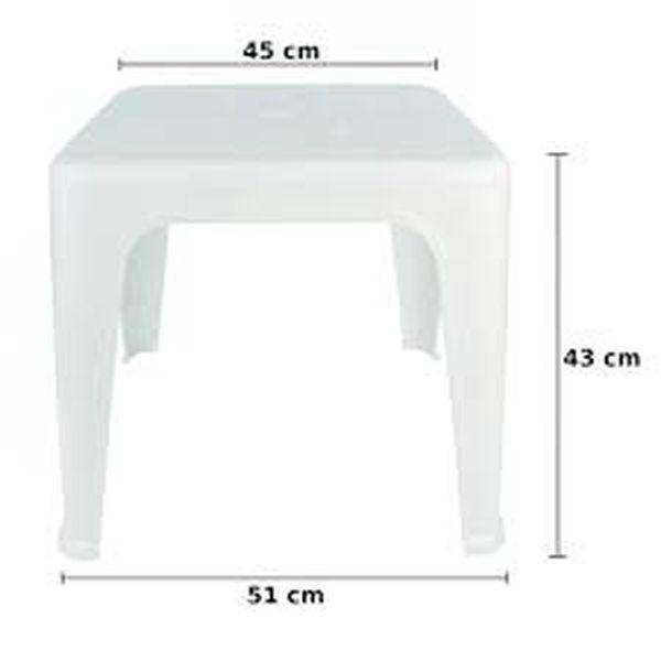 Imagem de Mesa Plástica Pequena Mesa de Apoio Quadrada com Porta Copos 51cm x 51cm x 43cm Branca Mor