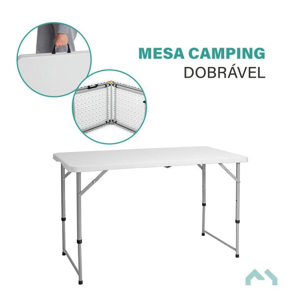 Imagem de Mesa Portatil 122x60 CM Vira Maleta Pratic Camping Aço