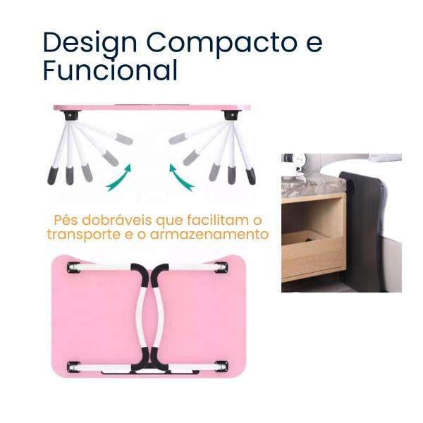 Imagem de Mesa Portátil para Notebook e Tablet Dobrável com Porta Copo Ideal para Cama Sofá Home Office estudo