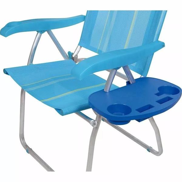 Mesa Portátil Plástica Para Cadeira Praia Azul Mor Imagem de Mesa Portátil Plástica Para Cadeira Praia Azul Mor