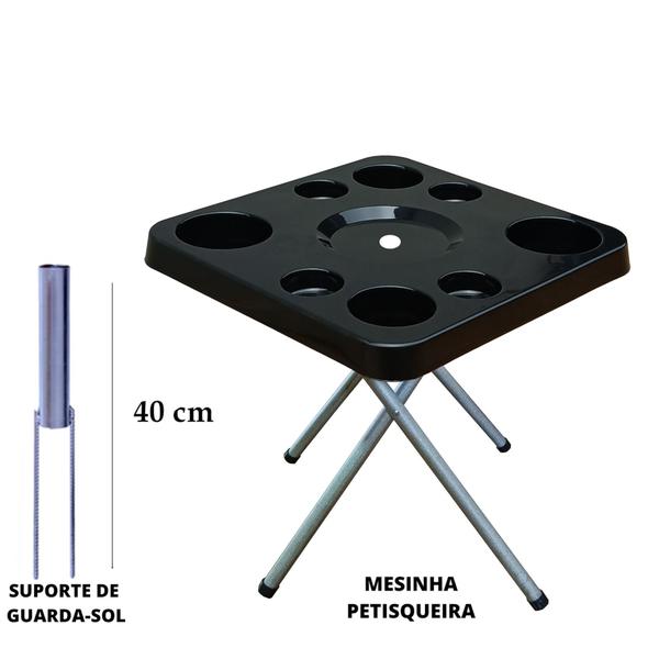 Imagem de Mesa Praia Dobrável Petisqueira E Suporte Guarda Sol Chão