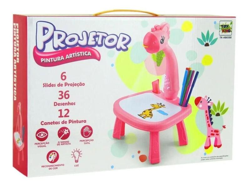 Imagem de Mesa Projetor Desenho Infantil Mesinha De Desenho Projetora Rosa Claro