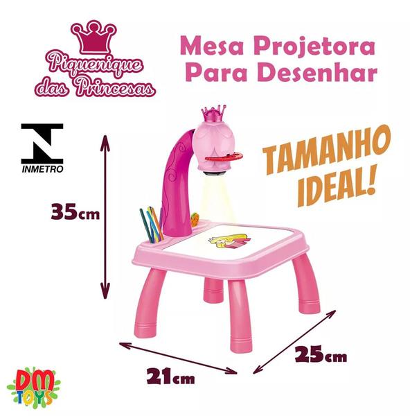 Imagem de Mesa Projetora Desenho Divertido Infantil Princesas Com Ajuste Mesinha Cor Rosa