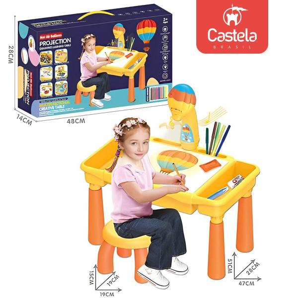 Imagem de Mesa Projetora Educativa Mágica Desenhar Pintar Acessórios Castela