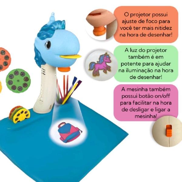 Imagem de Mesa Projetora Infantil Unicórnio Grande 3 Discos Interativo Magico Pranchete