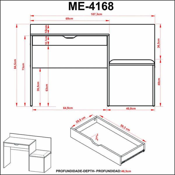 Imagem de Mesa Puff ME4168 Branco Tecnomobili