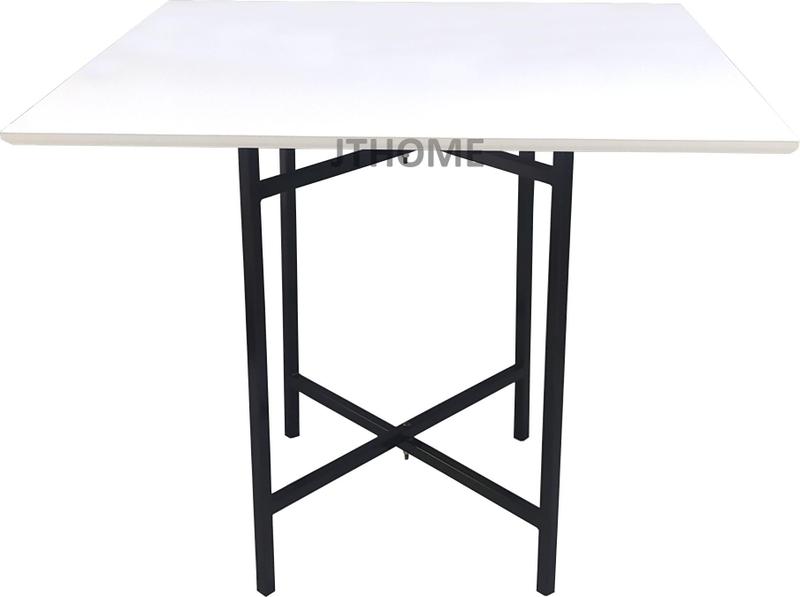 Imagem de Mesa Quadrada 90cm branco Base X Dobravel Tubolar 65x75cm Metalon