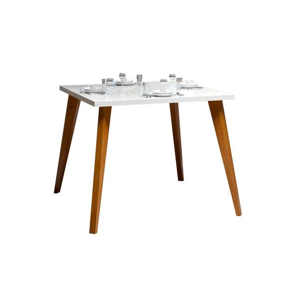 Imagem de Mesa Quadrada Base Madeira Reforçada de Jantar Cozinha Lins 90 Cm Branco