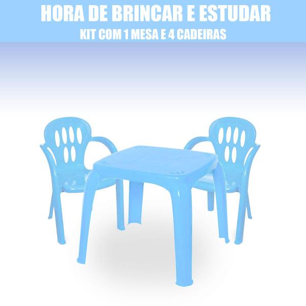 Imagem de Mesa Quadrada Infantil Com 4 Cadeiras Resistente Multiuso Aprendizagem