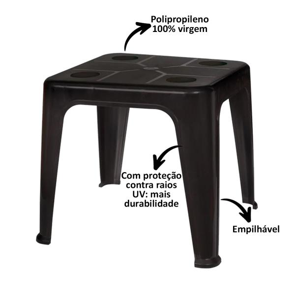 Imagem de Mesa Quadrada Plástica De Apoio Multiuso C/ Porta Copos Mor