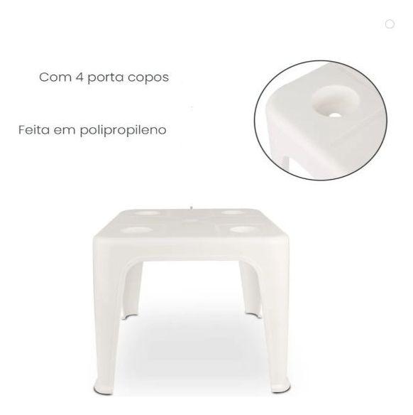 Imagem de Mesa Quadrada Plástica De Apoio Multiuso C/ Porta Copos Mor