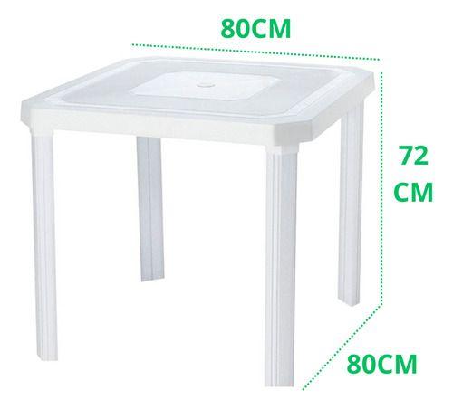 Imagem de Mesa Quadrada Resistente Desmontável 80 cm Branca Plástica Injeplastec 750