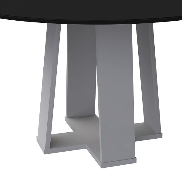 Imagem de Mesa Redonda 4 lugares Com Vidro 3mm de 100cm  Sem Cadeiras Le Mans Off White - Preto - ÉdeCasaMóveis