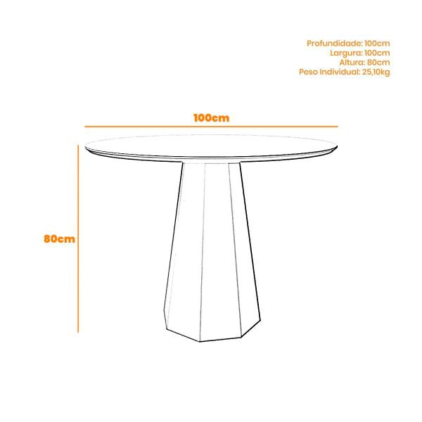 Imagem de Mesa Redonda 4 lugares Com Vidro de 100cm  Sem Cadeiras Chelle Off White - Preto - ÉdeCasaMóveis