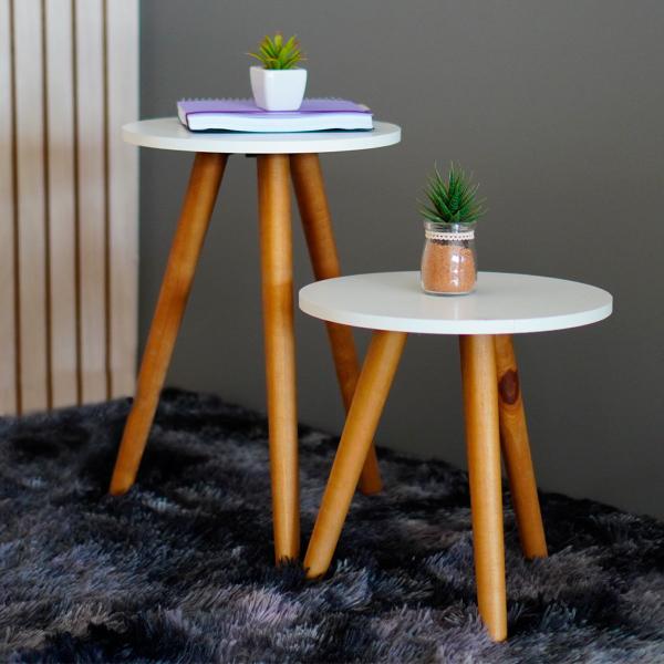 Mesa Redonda De Canto Lateral Retro Pe Palito - KELAN