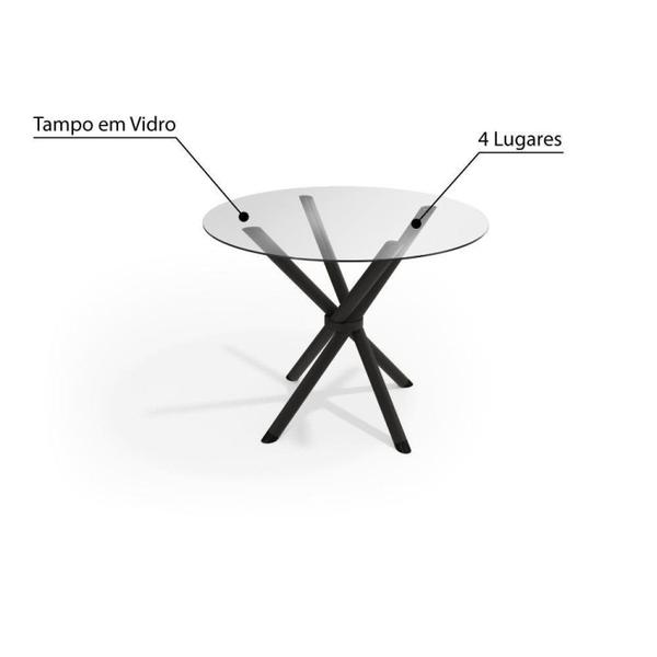 Imagem de Mesa Redonda Tubular Volga com Tampo de Vidro Casatema