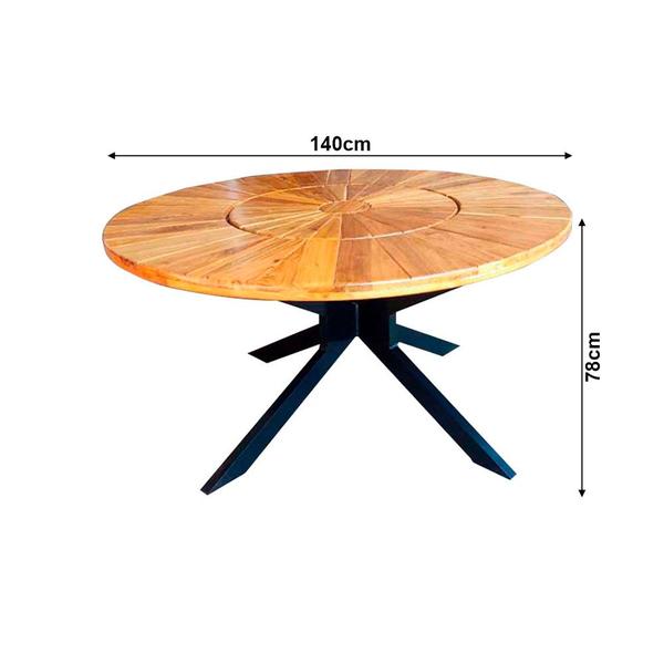 Imagem de Mesa Redonda Zurick 1,40m Tampo Giratório Base Industrial Em Aço - Preto